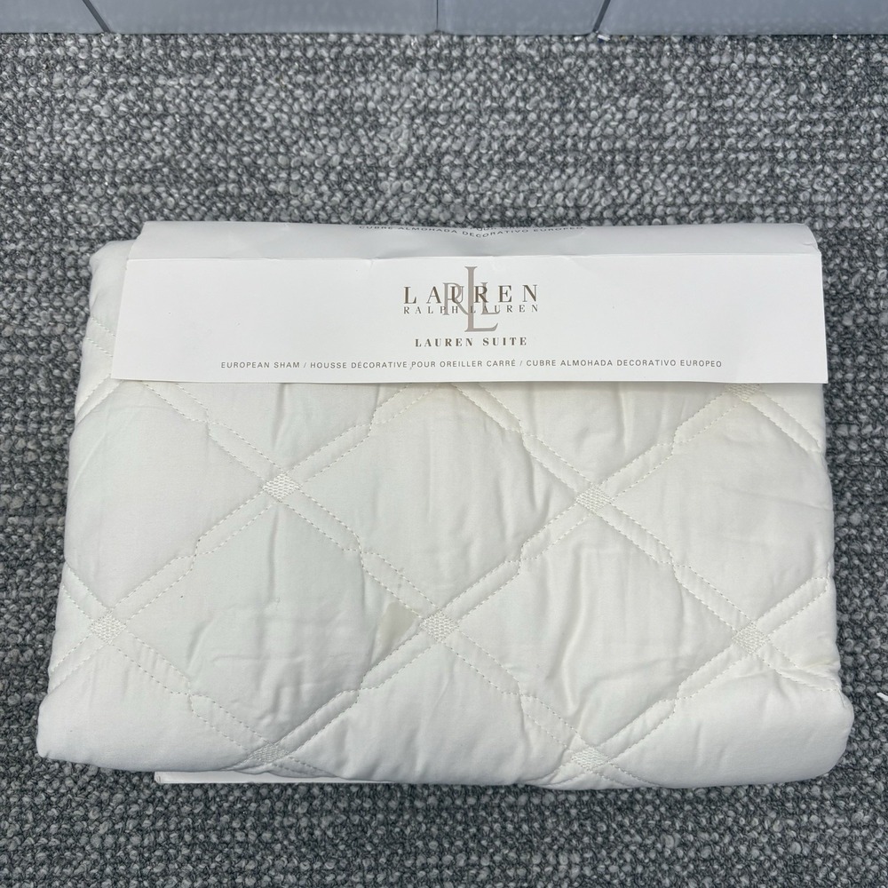 Ralph Lauren Suite Diamond Quilted‎ Cream Cotton  Euro Sham NEW One Sham